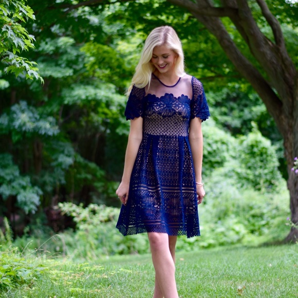 Navy Short Sleeve Dress - Picture 4 of 7